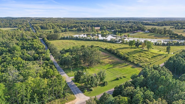 aerial view with a water view and a rural view