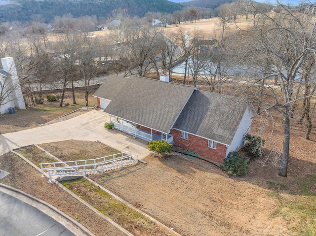 drone / aerial view with a rural view