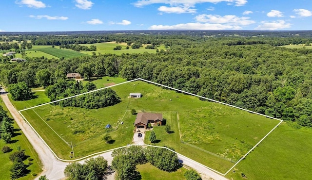 birds eye view of property with a rural view