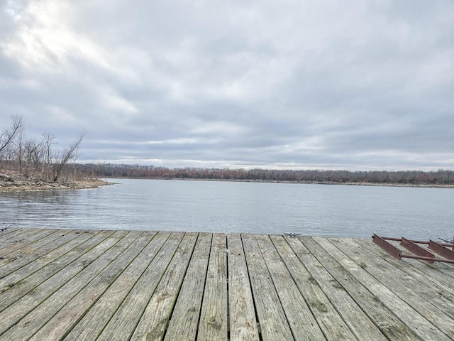 view of dock featuring a water view