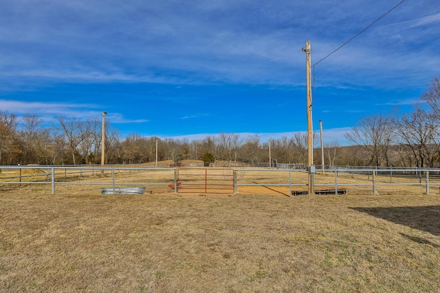 view of yard with a rural view