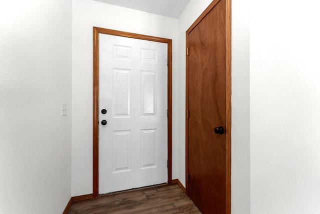 doorway featuring dark hardwood / wood-style flooring