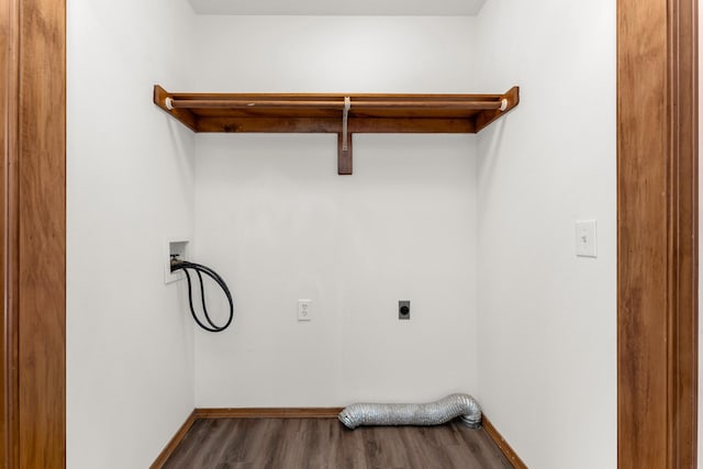 laundry area featuring hookup for a washing machine, hardwood / wood-style floors, and hookup for an electric dryer