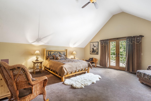 119 Silver Oak Way, Branson West, MO 65737 - carpeted bedroom featuring access to exterior, lofted ceiling, and a ceiling fan