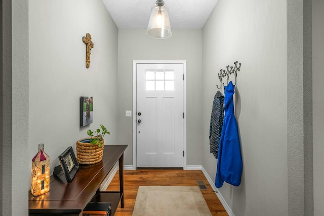 foyer with wood-type flooring