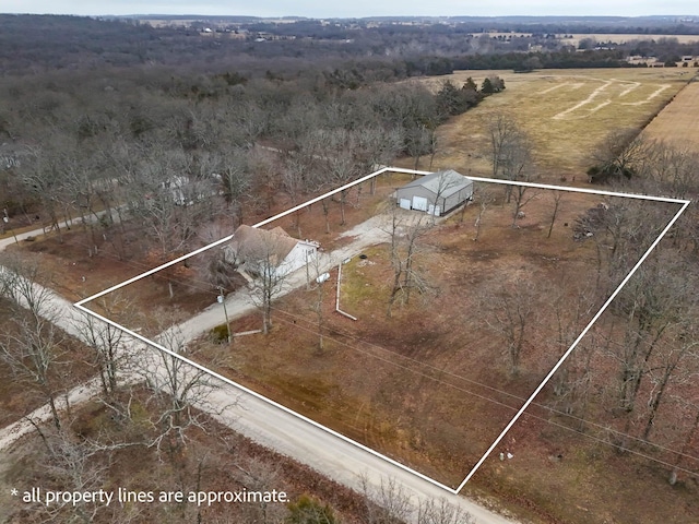 aerial view with a rural view