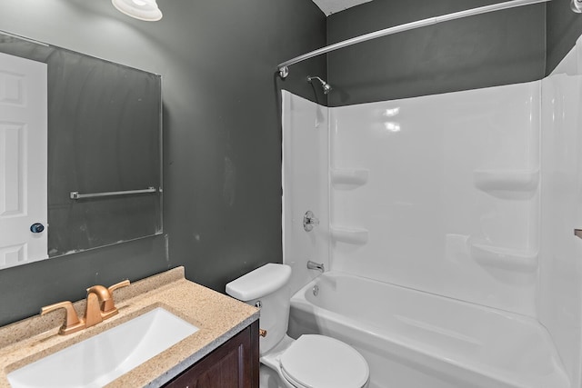 full bathroom with vanity, toilet, and shower / bathing tub combination