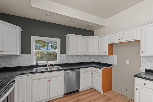 kitchen with white cabinetry, sink, and dishwasher