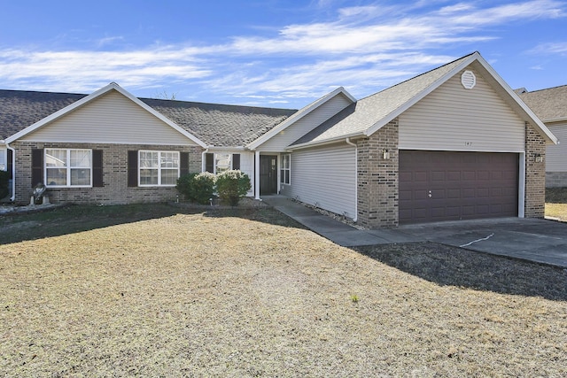 single story home with a garage