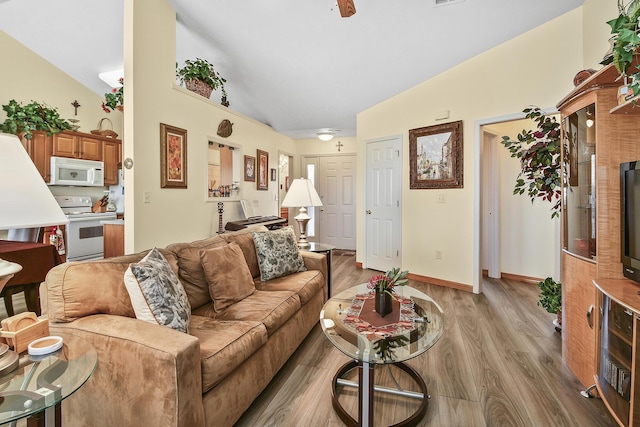 living room featuring light wood-type flooring