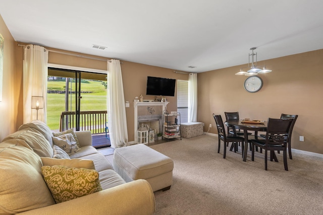 living room featuring carpet