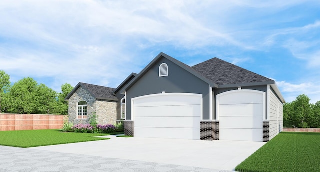 view of front facade featuring a garage and a front yard