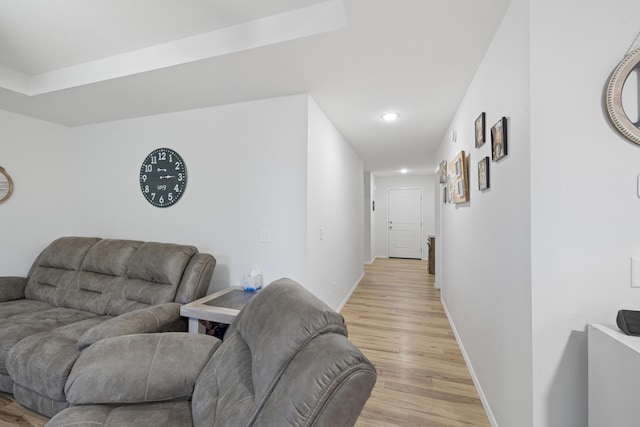 living room with light wood-type flooring