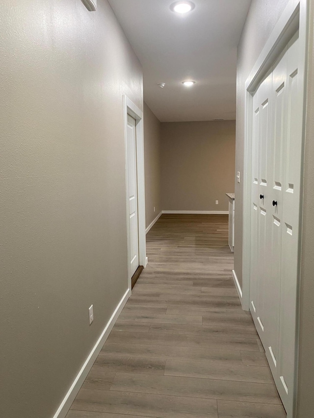 hall featuring dark hardwood / wood-style floors