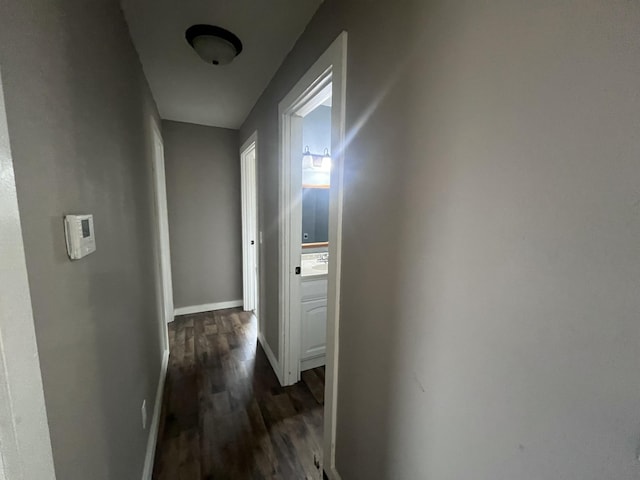 hall featuring dark wood-type flooring