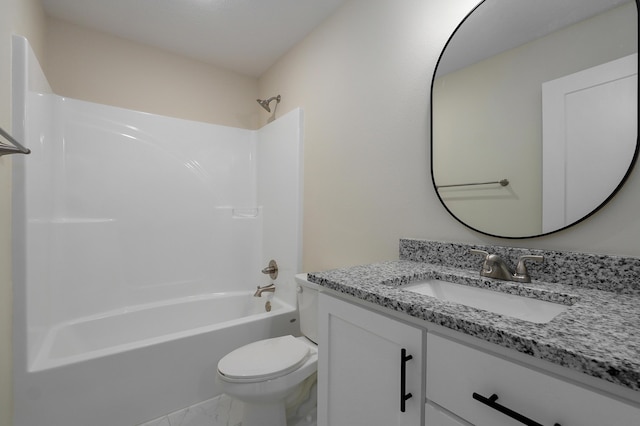 full bathroom featuring vanity, toilet, and shower / tub combination