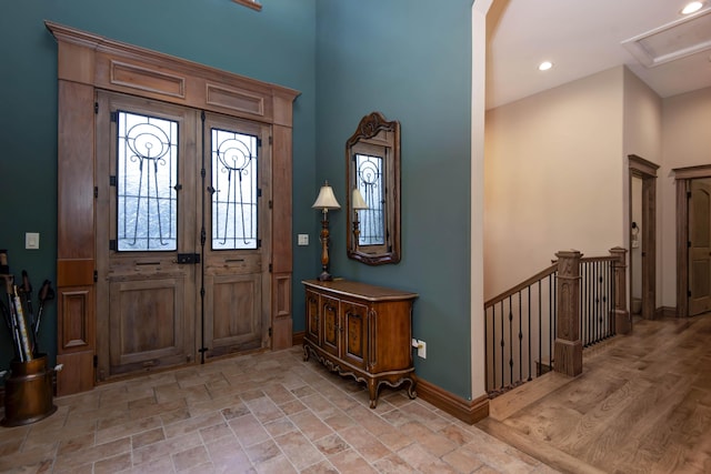 entryway featuring french doors