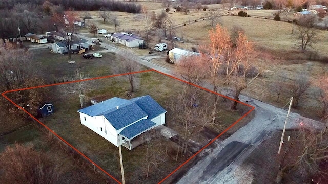 aerial view featuring a rural view