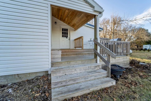 doorway to property featuring a deck