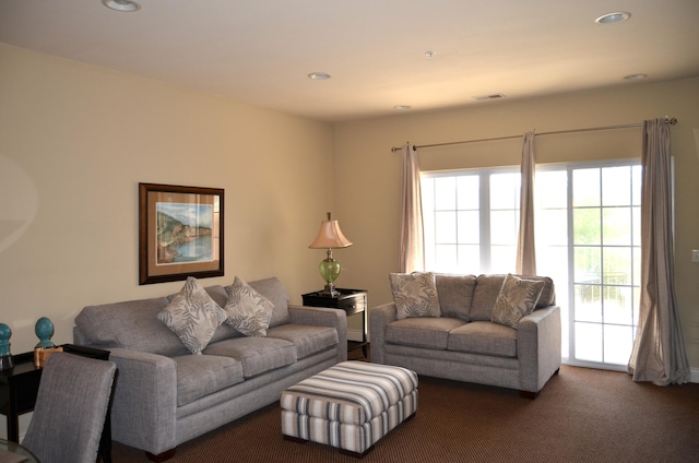 living room featuring carpet