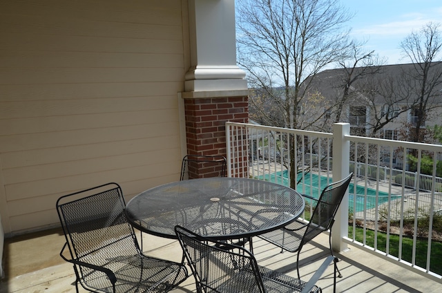 balcony with a patio area