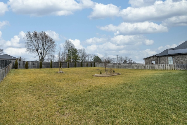 view of yard featuring a fenced backyard