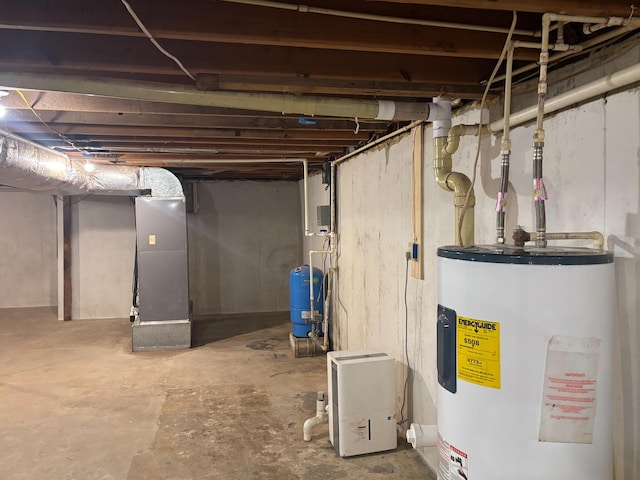 basement with water heater