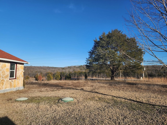 view of yard with a rural view