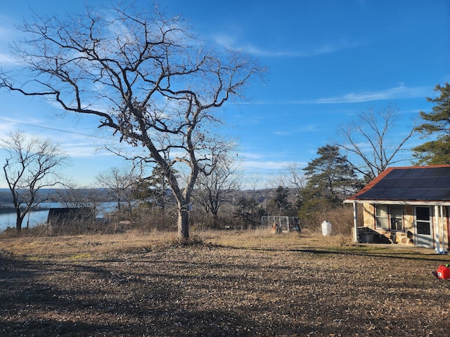 view of yard with a water view