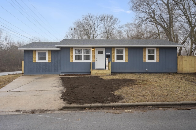 view of single story home