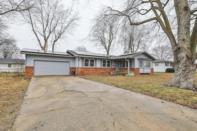 single story home with a garage