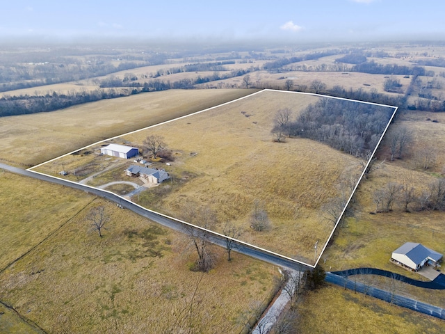 aerial view featuring a rural view