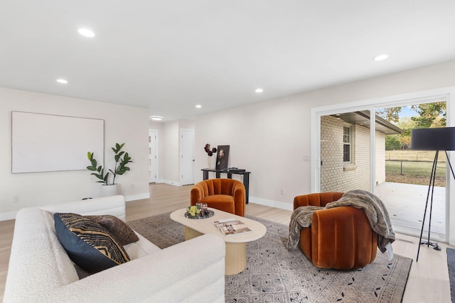 living room featuring light hardwood / wood-style flooring