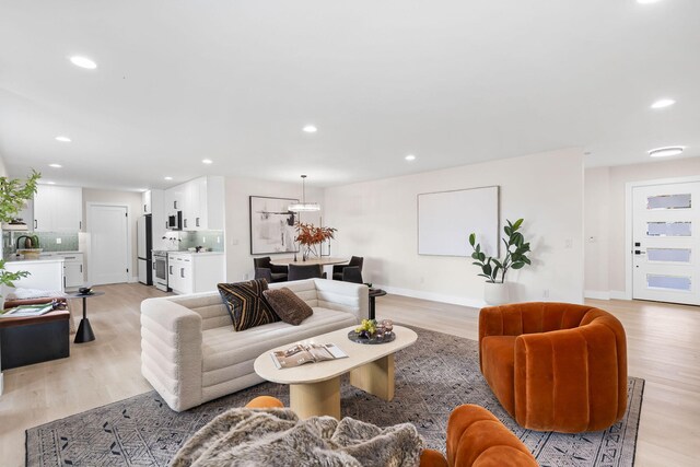 living room featuring light hardwood / wood-style floors