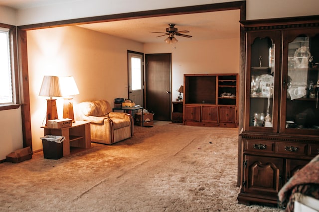 17162 Edgewood Dr, Winona, MO 65588 - carpeted living room with ceiling fan