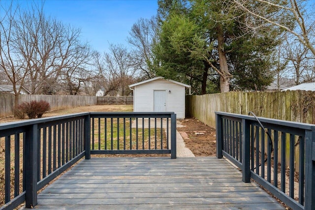 deck featuring a storage unit