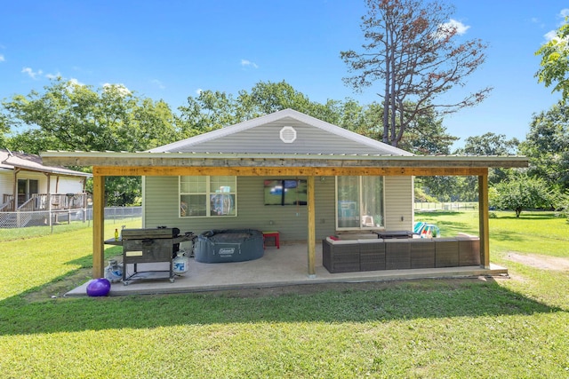 130 A St, Taneyville, MO 65759 - rear view of property with a yard, an outdoor hangout area, and a patio area