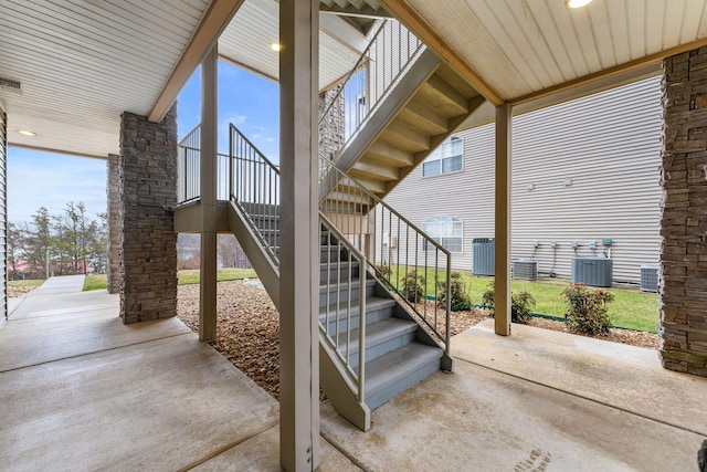 view of patio featuring central air condition unit