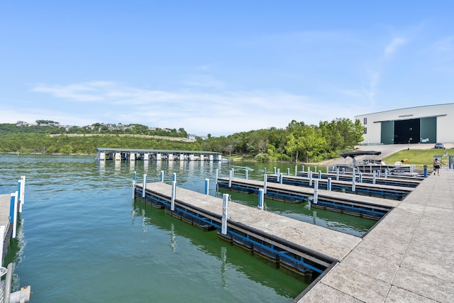 view of dock featuring a water view