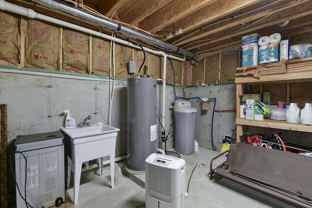 utility room with electric water heater