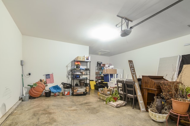 garage with a garage door opener