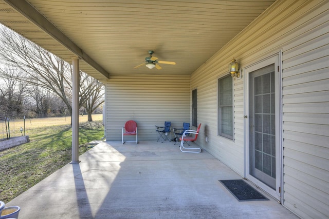 view of patio / terrace with ceiling fan