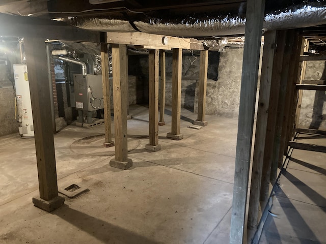 basement with water heater