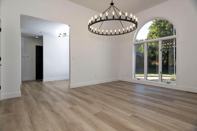 unfurnished dining area with light hardwood / wood-style flooring