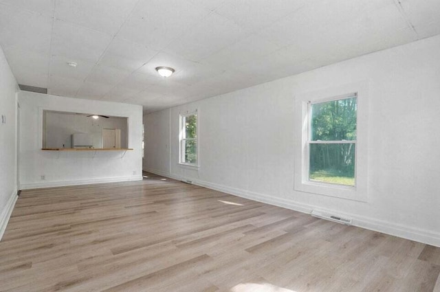 unfurnished living room with light hardwood / wood-style flooring