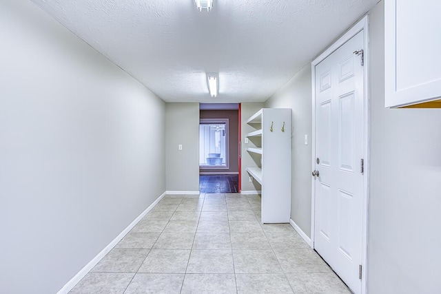 interior space with a textured ceiling