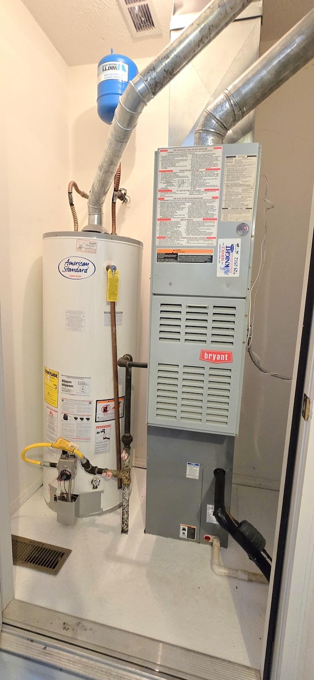 utility room with gas water heater