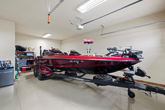 garage with a garage door opener