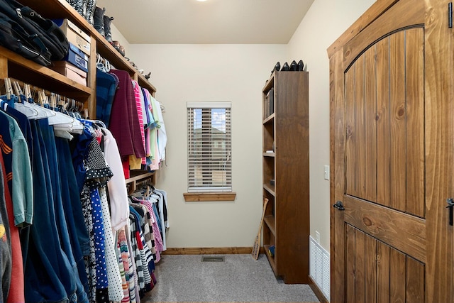 spacious closet featuring carpet floors