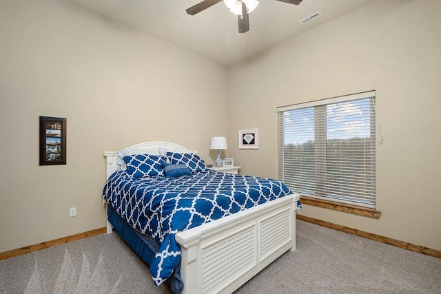 bedroom with carpet floors and ceiling fan